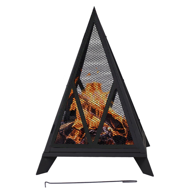 Sunnydaze Decor Majestic Pyramid Steel Fire Pit, Black C6