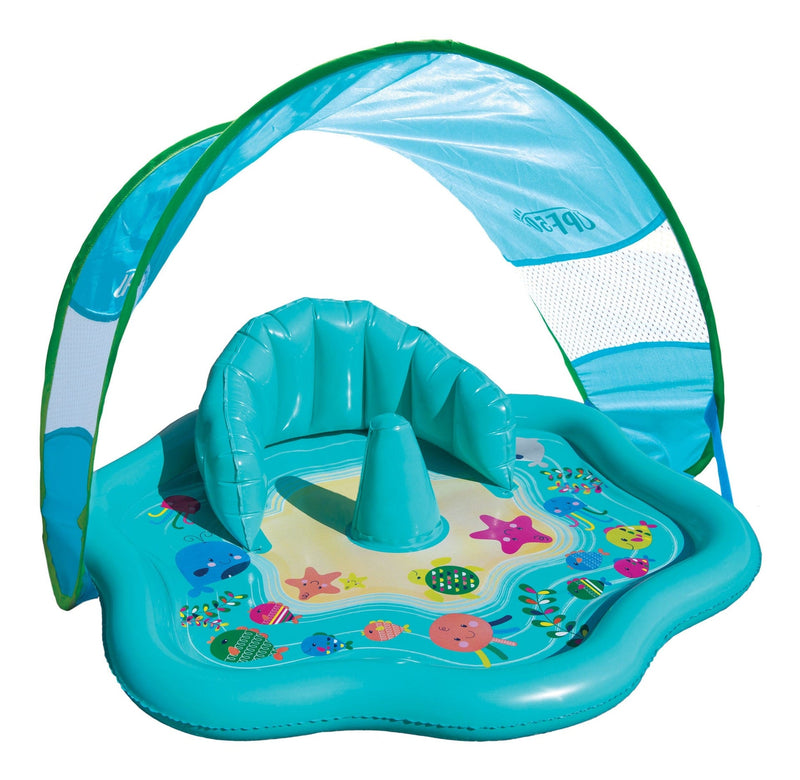 Swim School Inflatable Baby Splash Mat with Canopy, 28-in, Ages 6-18m W6