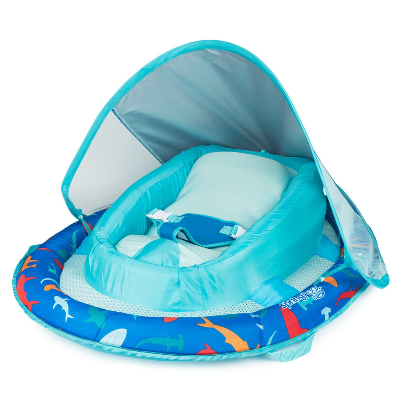 Swimways Floating UV-Protected Infant Spring Float with Handles & Sunshade, Shark Design, Ages 3-9 months V9