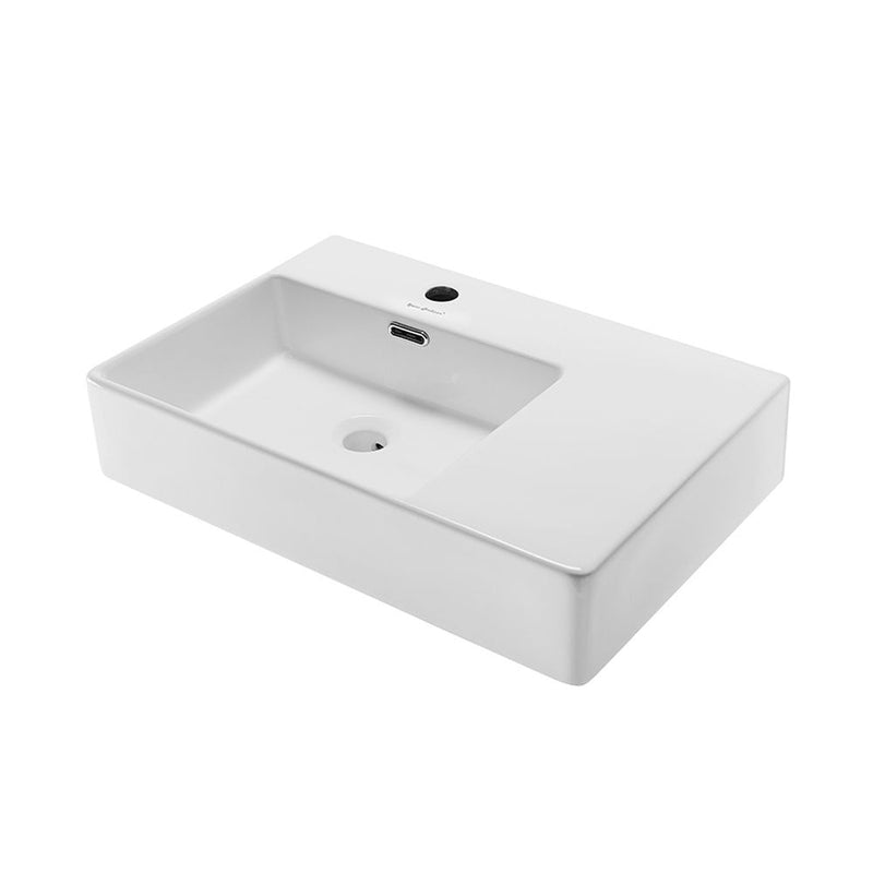 Swiss Madison St. Tropez Ceramic Wall Hung Sink with Left Side Faucet Mount, 24-in x 18-in J3