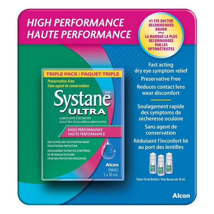 Systane Ultra Lubricant Eye Drops, Preservative Free, 3 x 10 mL Bottles V6