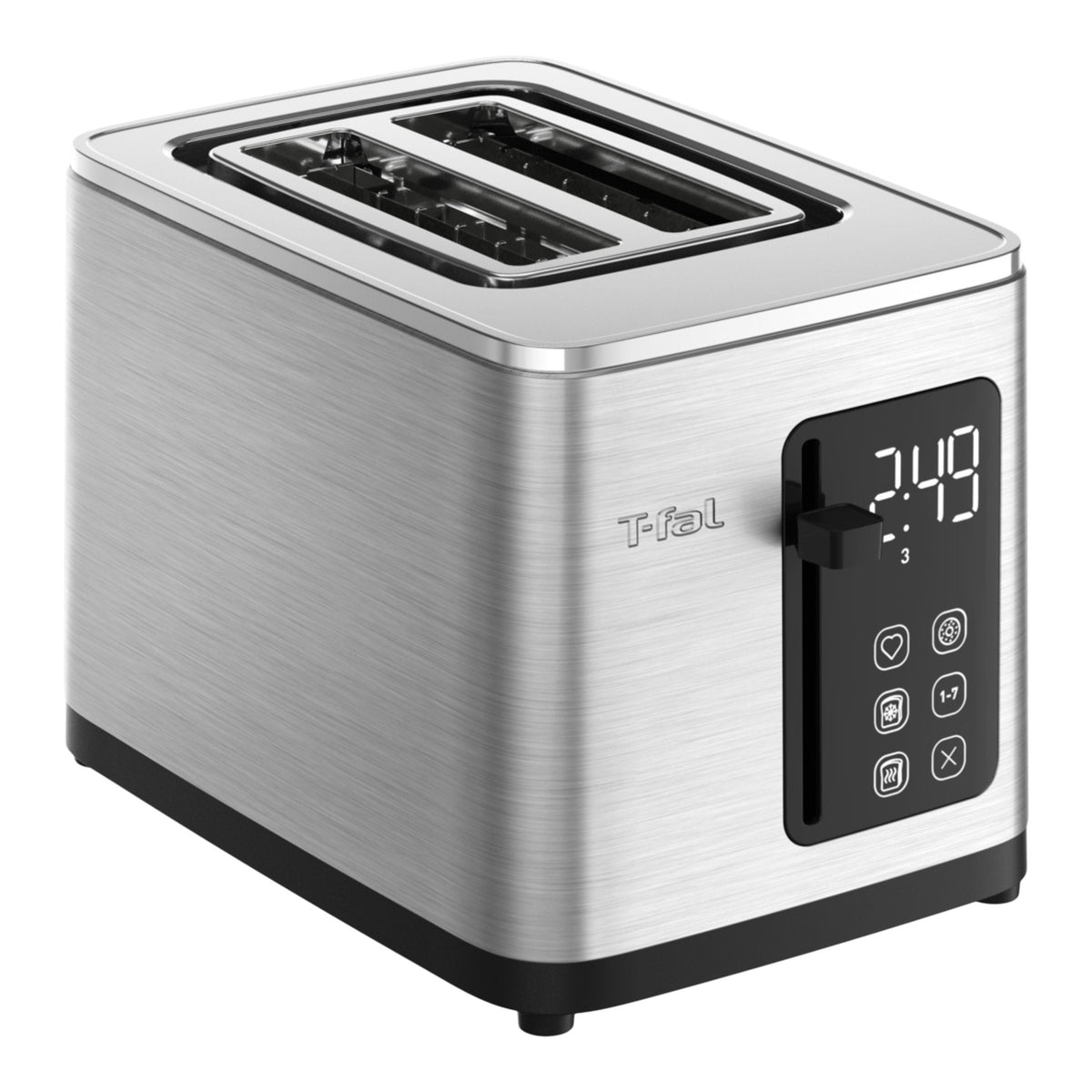 T-fal 2-Slice Stainless Steel Digital Toaster, Extra wide slots, 7 Browning levels