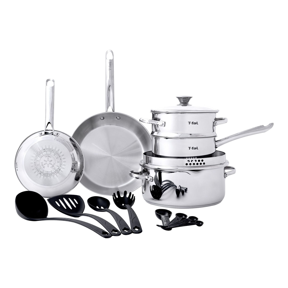 T-Fal Cook and Strain Stainless Steel Cookware Set, 15-pc