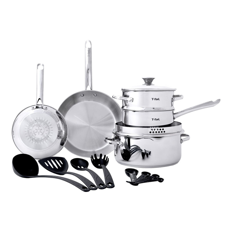 T-Fal Cook and Strain Stainless Steel Cookware Set, 15-pc O1