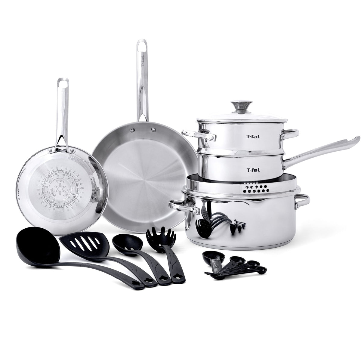 T-Fal Cook and Strain Stainless Steel Cookware Set, 15-pc