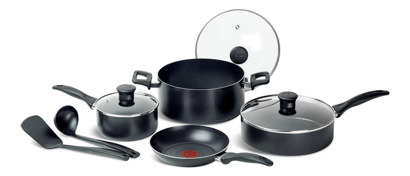 T-fal Viva Non-Stick Cookware Set, Black, 9-pc N1