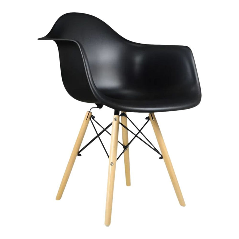 Take Me Home Black Plastic Bucket Armchair with Wood Legs P6