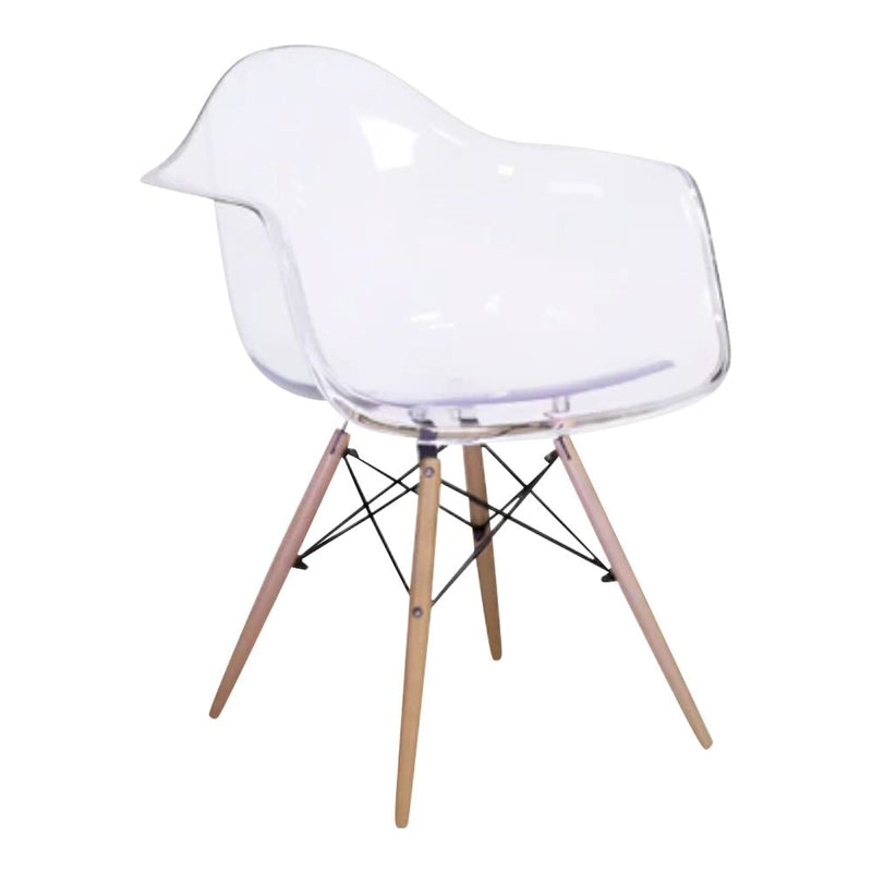 Take Me Home Clear Plastic Bucket Armchair with Wood Legs G9