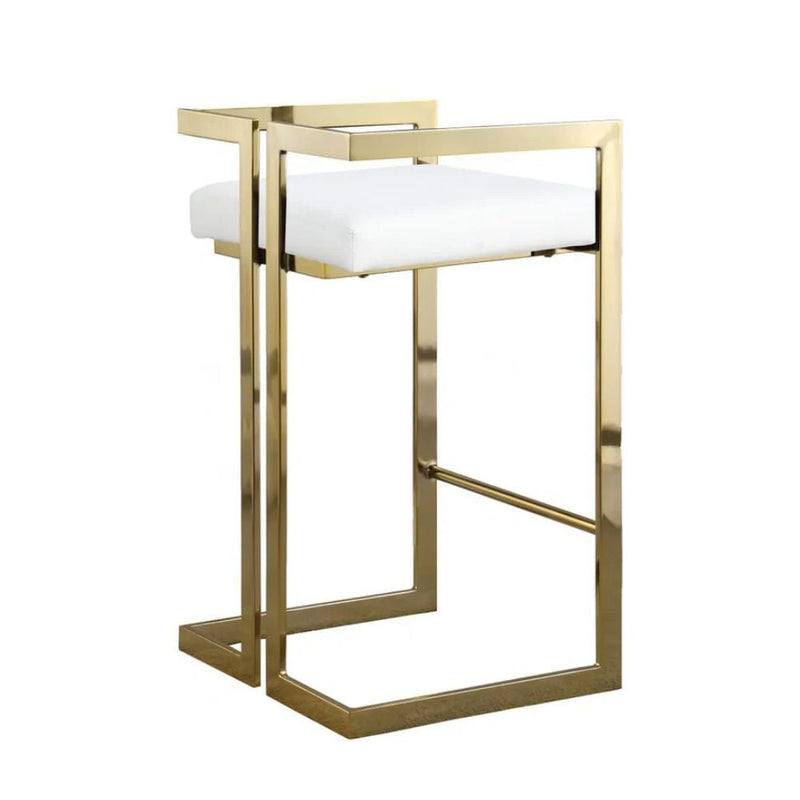 Take Me Home White Cushioned Harvey Stool with Gold Frame H9