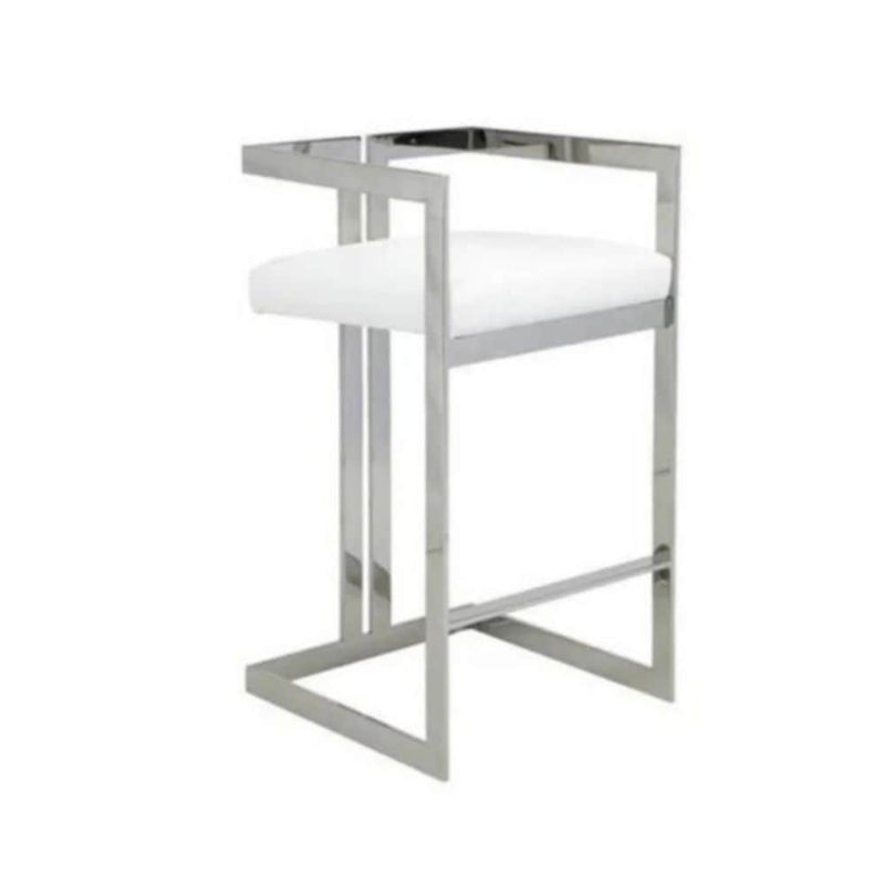 Take Me Home White Cushioned Harvey Stool with Silver Frame X6