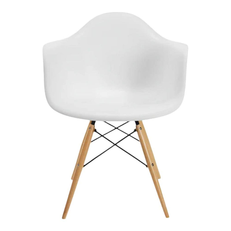 Take Me Home White Plastic Bucket Armchair with Wood Legs A1