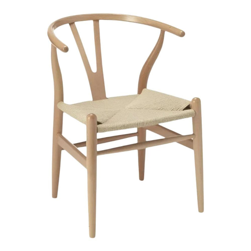 Take Me Home Wishbone Wood Dining Chair with Woven Seat, Natural T6
