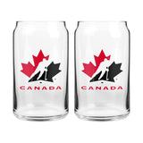 Team Canada/Hockey Canada Can Glass Set, Clear, 16-oz, 2-pk
