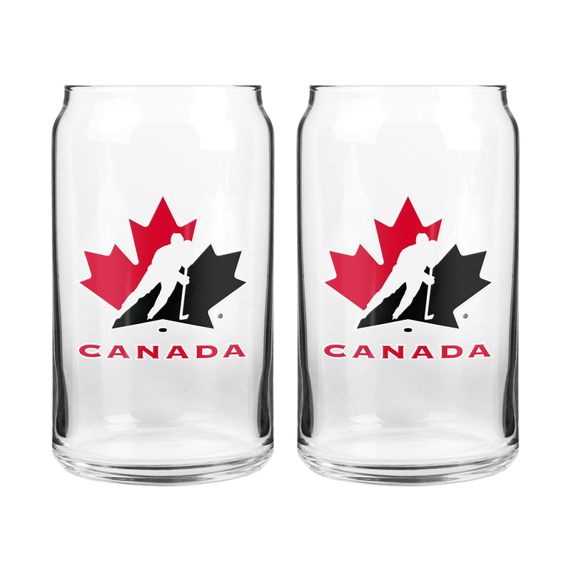 Team Canada/Hockey Canada Can Glass Set, Clear, 16-oz, 2-pk O9