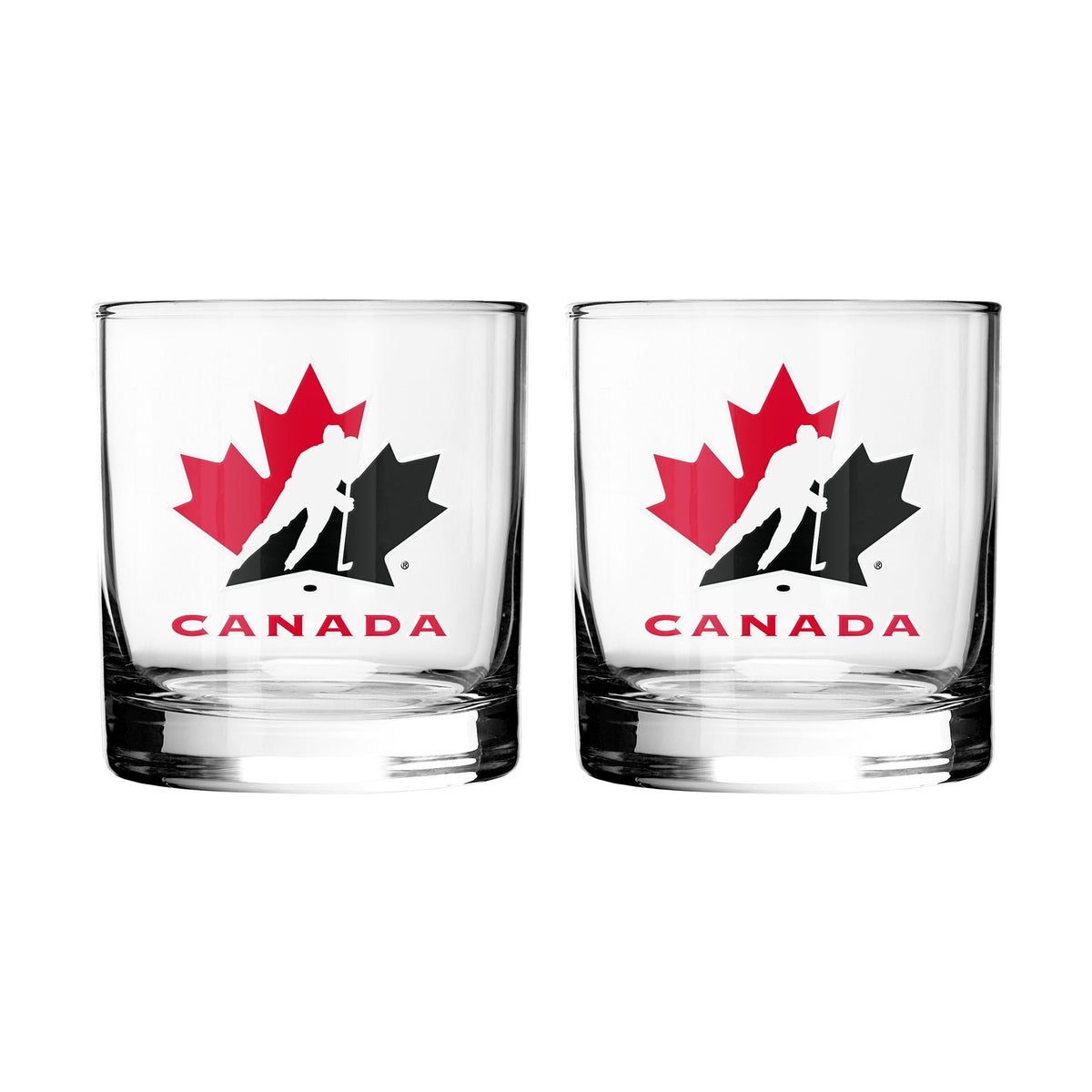 Team Canada/Hockey Canada Rocks Glass Set, Clear, 2-pk