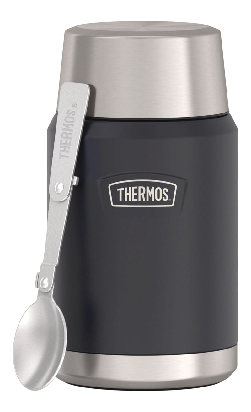 Thermos Stainless Steel Vacuum Insulated Food Jar, 24-oz (710-mL), Black/Blue, with Spoon M5