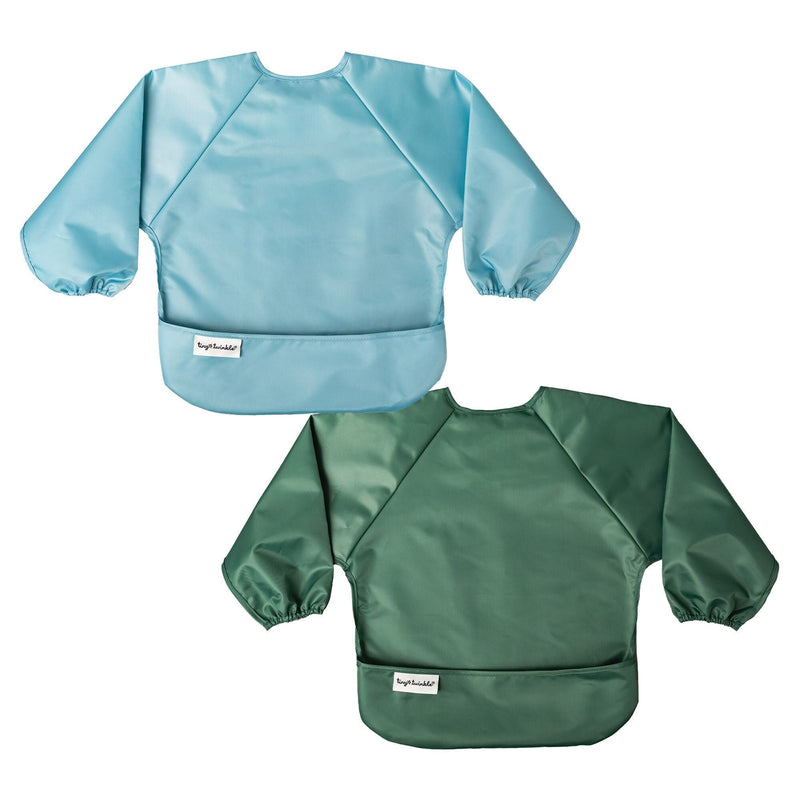 Tiny Twinkle Mess-Proof Apron Bibs, Slate/Olive, 2-pk L4