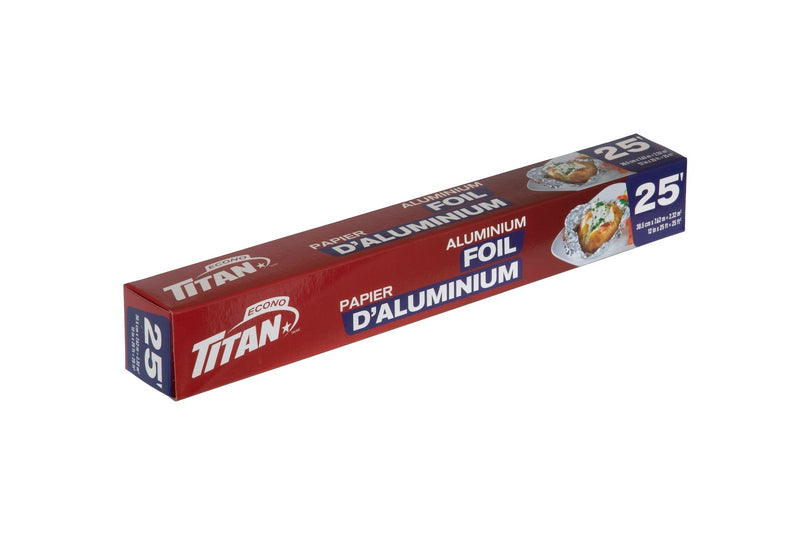 Titan Aluminum Foil, 12-in x 25-ft, Kitchen Foil for Cooking/Baking & Grilling S8