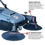 Tomahawk Commercial Push Sweeper & Hard Floor Cleaner, 38-in