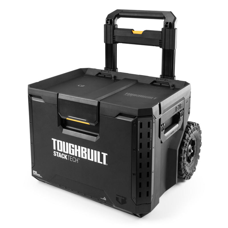ToughBuilt StackTech Portable Modular Plastic/Metal Rolling Tool Box with Handle and Inner Tray, IP65-Rated, Black B2