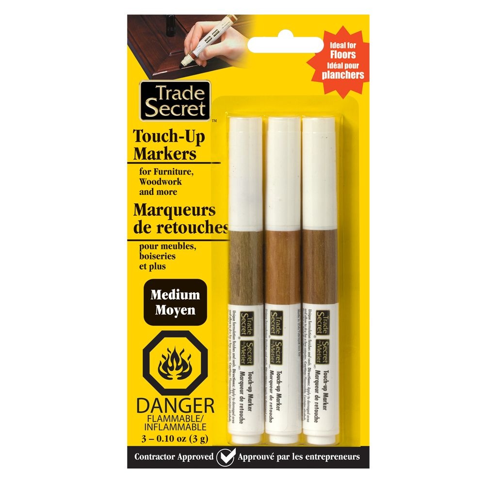 Trade Secret Medium Touch Up Markers for Wood, Medium Brown, 3-pk