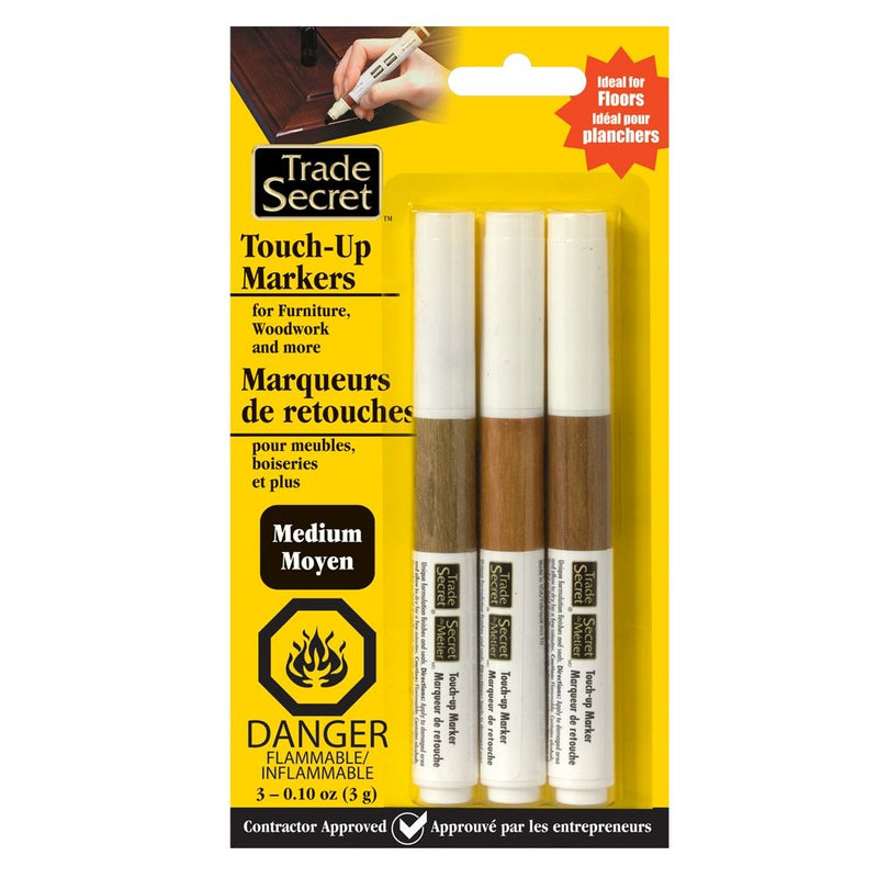 Trade Secret Medium Touch Up Markers for Wood, Medium Brown, 3-pk Z8