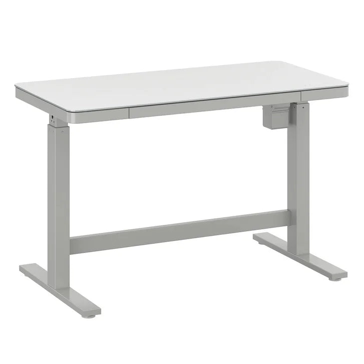 Tresanti Tessa 119.4 cm (47 in.) Adjustable Height Desk with LED Lighting, White T1