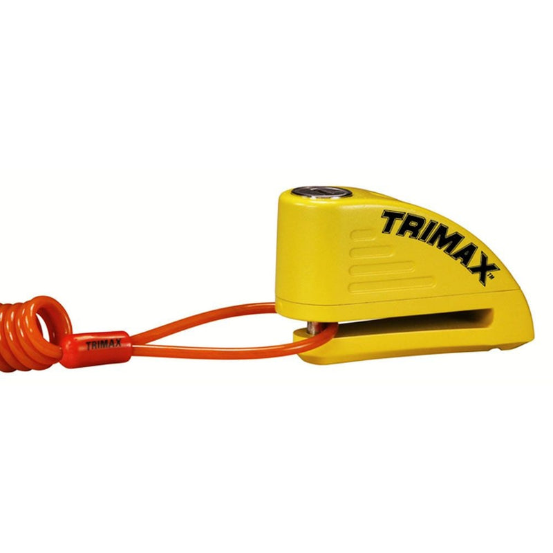 Trimax Alarmed Disc Lock with 8mm Pin, Yellow with Pouch & Cable V0
