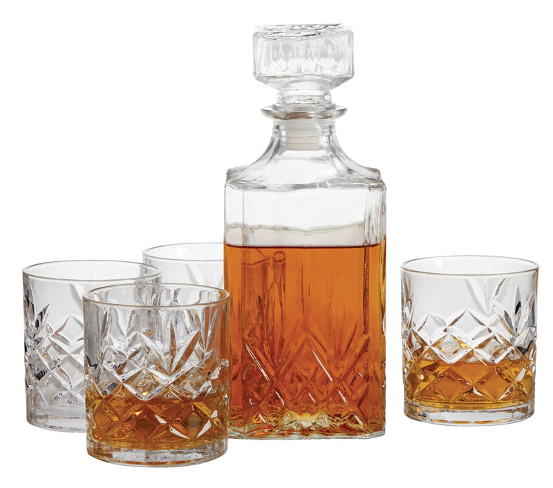 Trudeau Glass Whiskey Decanter & Glasses Set, 5-pc K6