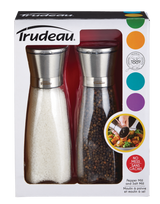 Trudeau Stainless Steel/Glass Salt & Pepper Grinder Mill Set, Pre-Filled, 8-in, 2-pc