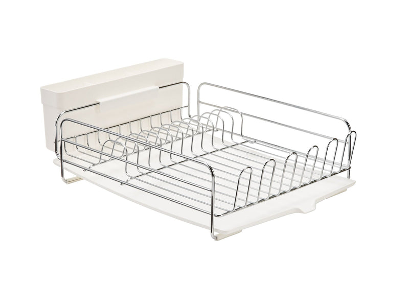 Type A Alpha Chrome Dish Drying Rack with Cutlery Holder & Drainboard, 13 x 19.3-in C6