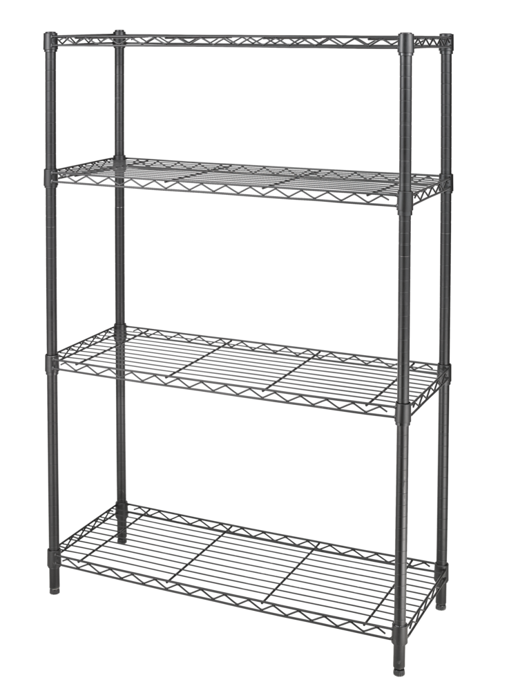 type A Metal 4-Tier Adjustable Wire Storage Shelves/Unit, Black