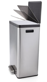 type A Stainless Steel Rectangular Dual Compartment Garbage Can, 2 x 20-L