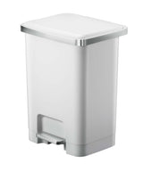 Type A Wide Resin Rectangular Step Refuse Can, White, 25-L