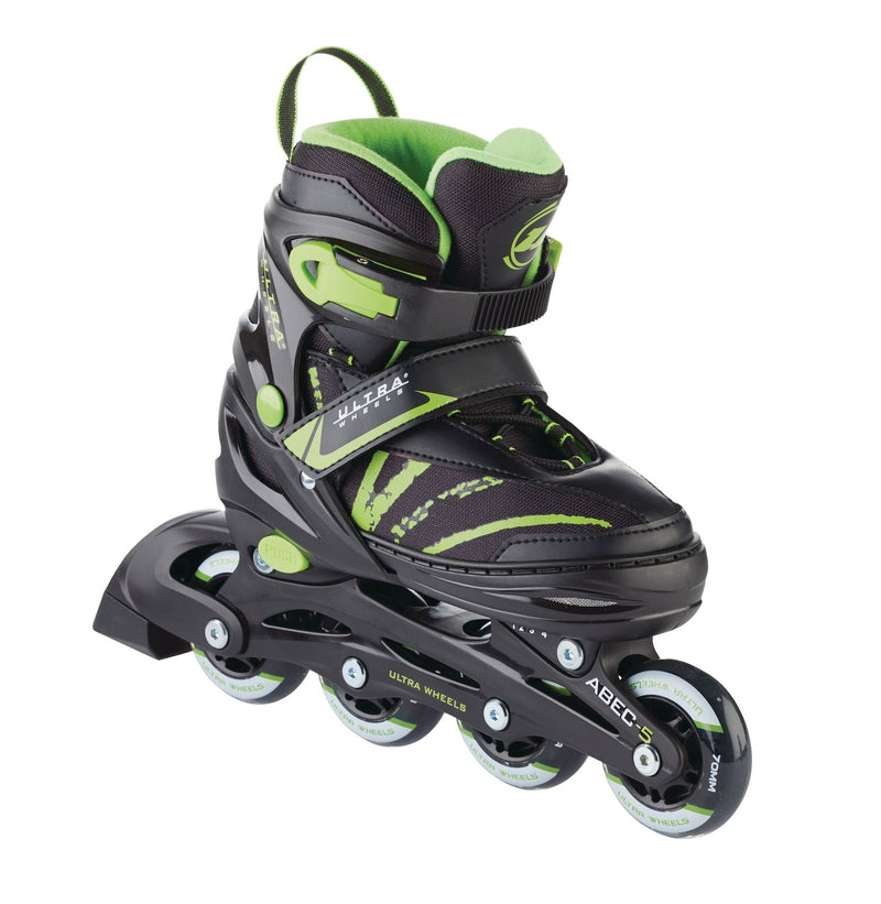 Ultra Wheels Adjustable Inline Skates, Green, Assorted Sizes L8