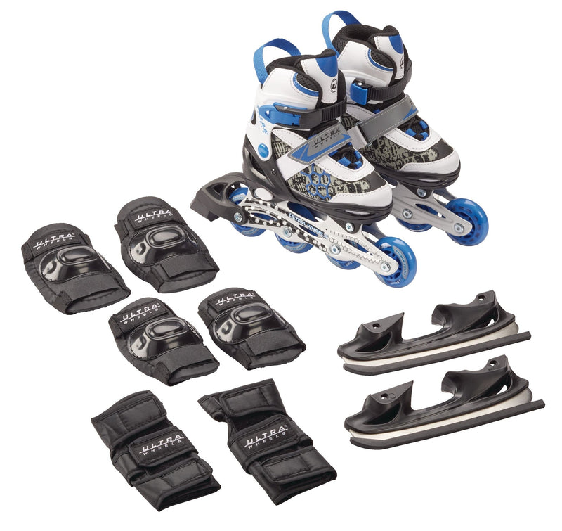 Ultra Wheels Switchers Ice/Inline Skates with Pad Set, Blue, Youth F8