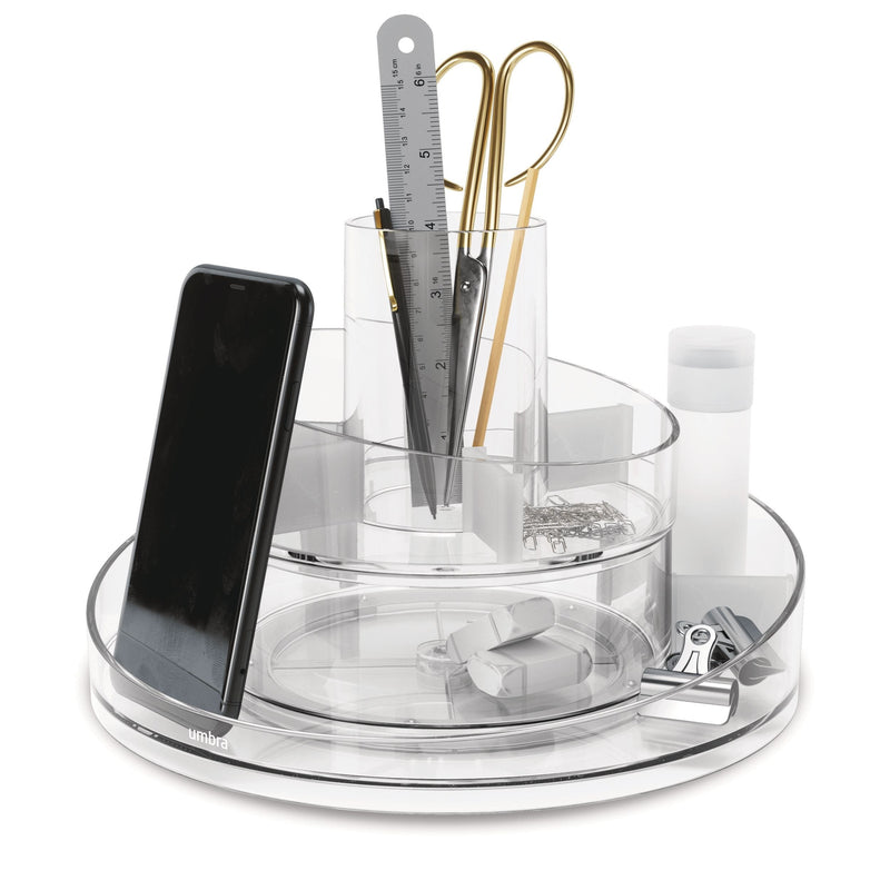 Umbra Cascada Acrylic Spinning Turntable Cosmetic Vanity Organizer, Clear G2