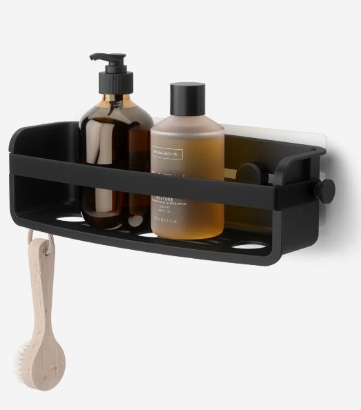 Umbra Flex Adhesive Shower Caddy Organizer Bin, Black A2