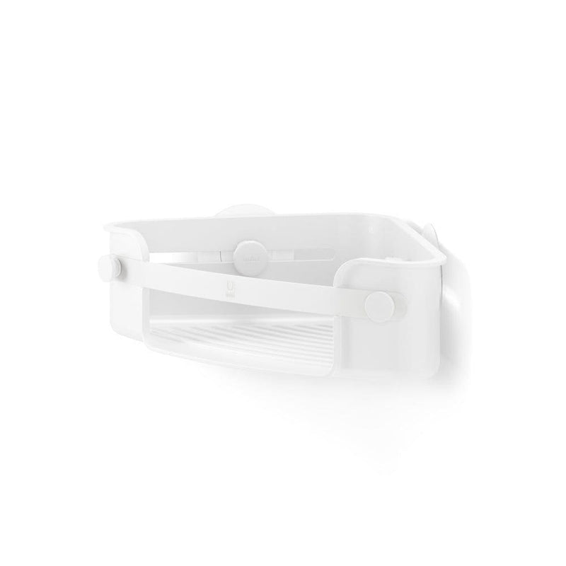 Umbra Flex Gel-Lock Rust-Resistant Corner Shower Caddy, with Hooks, White X4