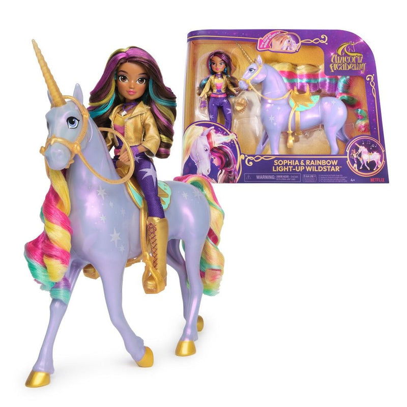 Unicorn Academy, Sophia & Interactive Rainbow Light-up Wildstar Unicorn Toy, Ages 4+ D4