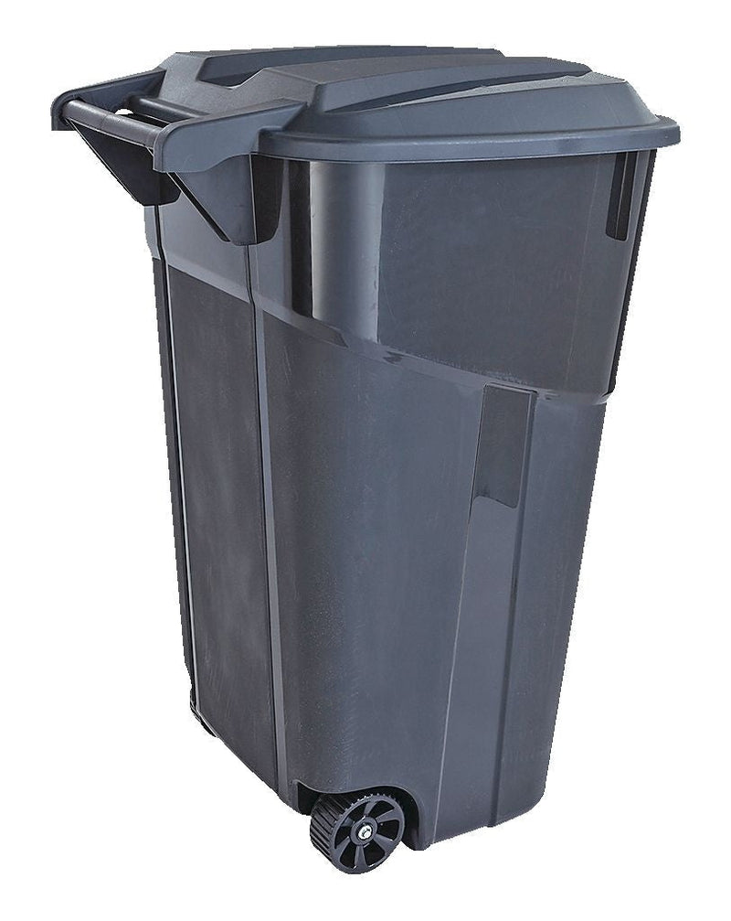 United Solutions Plastic Rectangular Wheeled Outdoor Garbage Can, Black, 121-L (32 US gal) E5