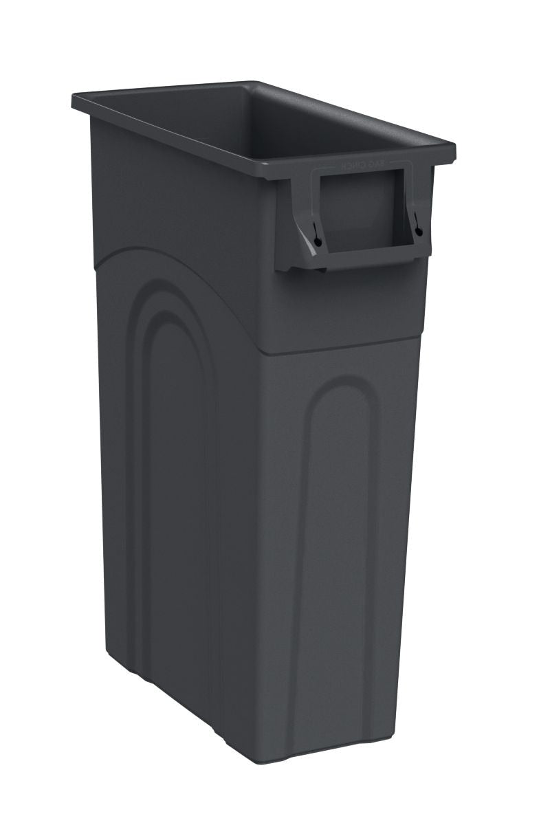United Solutions Plastic Tall Slim Rectangular Garbage Can, Black, 87-L D1