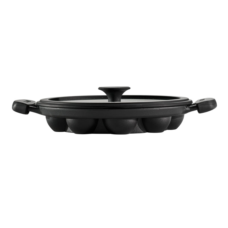 Utsava Pre-Seasoned Cast Iron Paniyarrakal with Lid A5