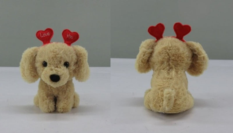 Valentine's Day Plush Dog with Heart Headband Gift for Valentine's/Anniversary Day, 6.5-in G8