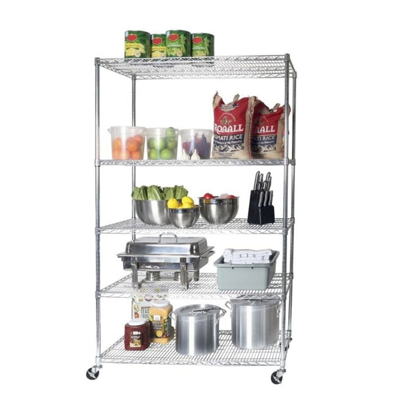 Vancouver Classics 5-Tier Heavy Duty Shelving, 48-in x 24-in x 72-in, Chrome D1