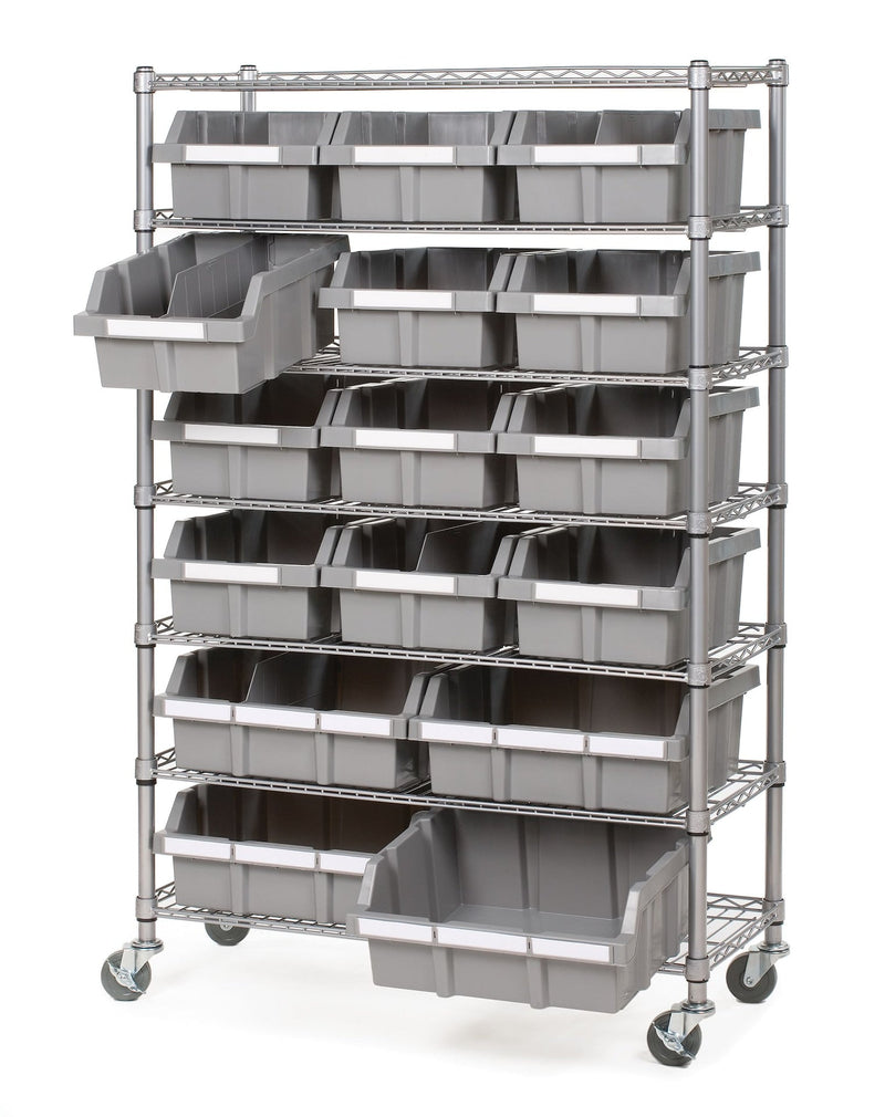 Vancouver Classics 7-Tier NSF 16-Bin Rack Shelving, 36-in x 14-in x 56-in L9