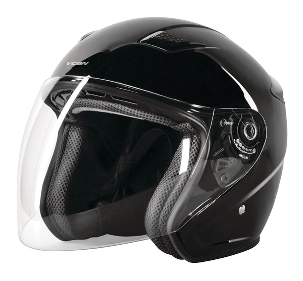 VCAN Copper Road Helmet with Visor, Gloss Black, Assorted Sizes O1