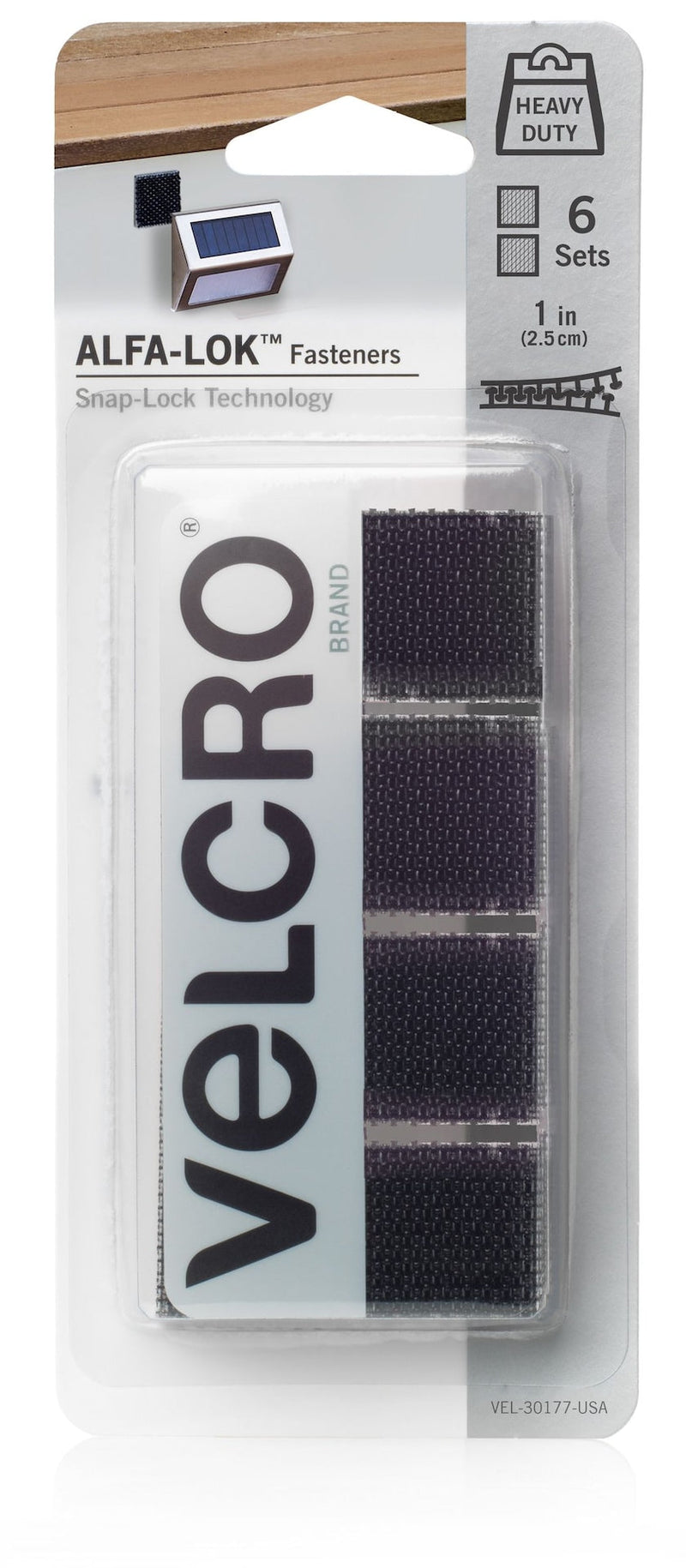 Velcro Alfa Lok 6-Set 15-lb Black Heavy Duty Fasteners with Snap-Lock Technology C2