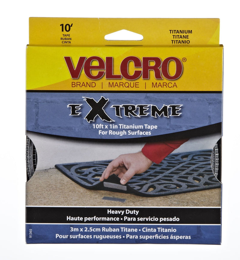 Velcro Heavy Duty UV-Resistant Extreme Titanium Strip Tape with Permanent Adhesive, 10-ft x 1in, 1-pk U1