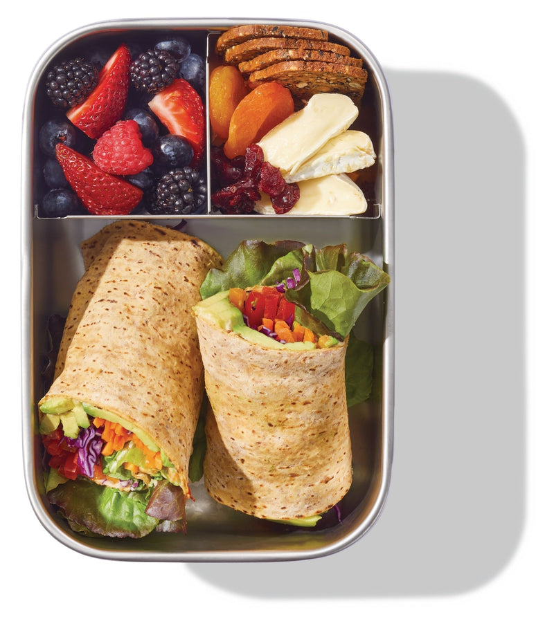 Vida by PADERNO 3-Compartment Stainless Bento Lunch Box Food Storage Container, Blue, 1.3-L U7